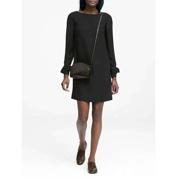 Banana Republic Ruffle-Cuff Button-Back Dress Sz4 - Picture 2 of 14